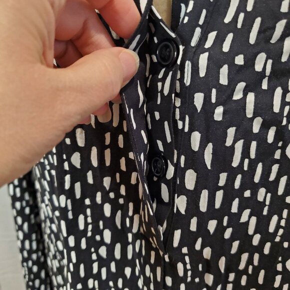 ALEX & LILI SZ XL Black White Print Abstract Dot Long Sleeve Flowy Rayon Dress - Picture 6 of 10